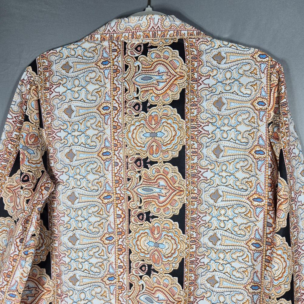 VTG Carole Sue Paisley Tunic Blouse L Multicolor Boho Festival Long Shirt Top - Picture 7 of 10